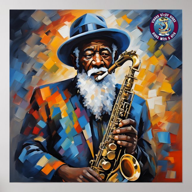 A Blues man playing the saxophone Poster (Front)