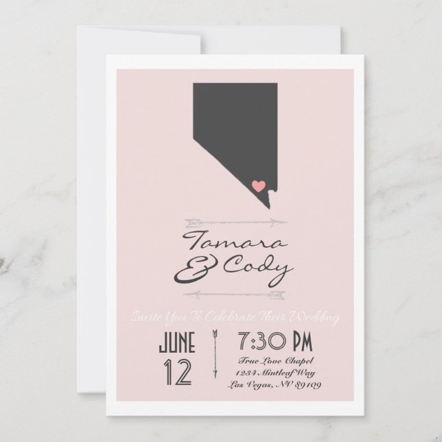 A Blush Las Vegas, Nevada Wedding Invitation (Front)