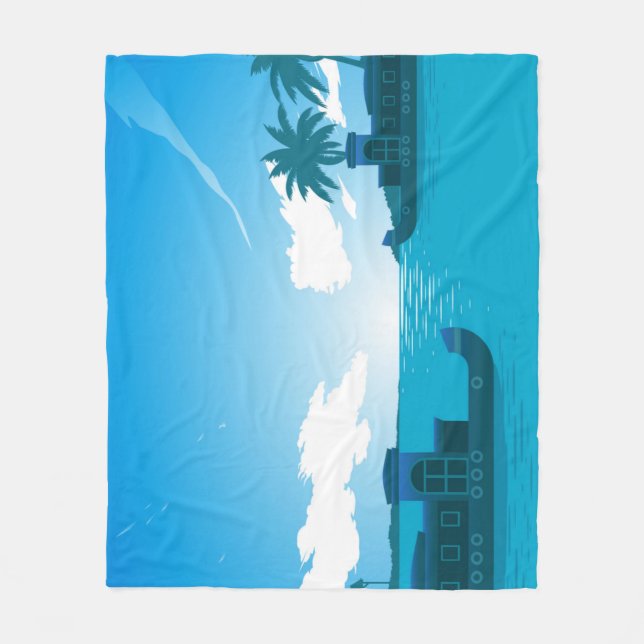 A Boat in The Sea-18530 Fleece Blanket (Front)