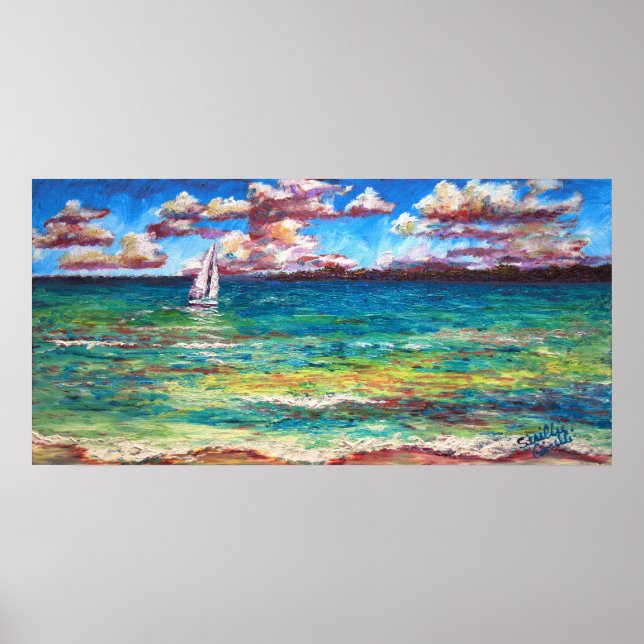 A Boat On The Jamaican Sea Poster (Front)