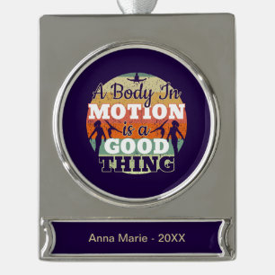A Body in Motion - Girls Gymnastics Mindset Silver Plated Banner Ornament