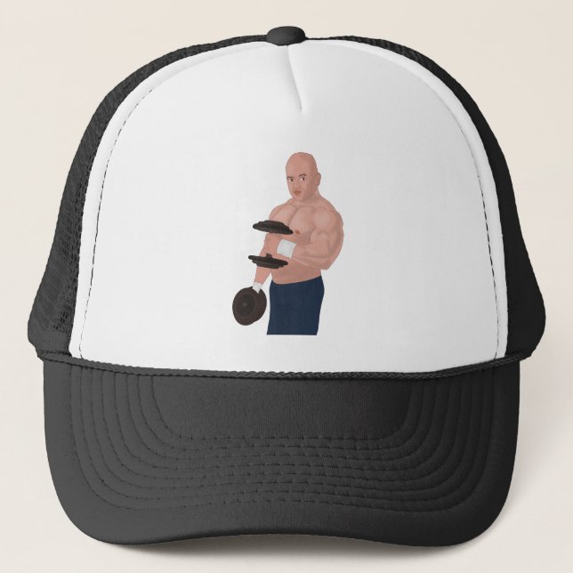 A bodybuilder daddy training with dumbbells trucker hat (Front)