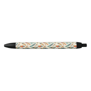 A bohemian-inspired light colored pattern black ink pen