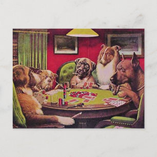 A Bold Bluff, Dogs Playing Poker, Postcard