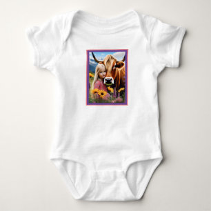 **"A Bond of the Highlands: A Child and Her Cow"** Baby Bodysuit