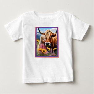 **"A Bond of the Highlands: A Child and Her Cow"** Baby T-Shirt