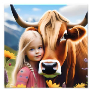 **"A Bond of the Highlands: A Child and Her Cow"** Photo Print
