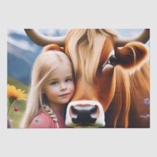 **"A Bond of the Highlands: A Child and Her Cow"** Tissue Paper