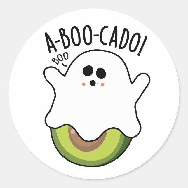 A-boo-cado Funny Avocado Pun  Classic Round Sticker (Front)