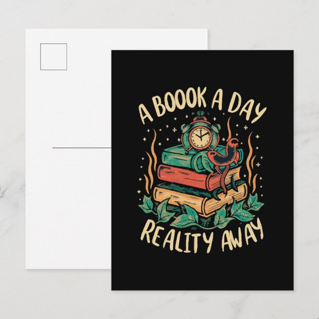 A book a day keep Reality away Invitation Postcard (Front/Back)