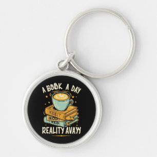 A book a day keep reality away key ring