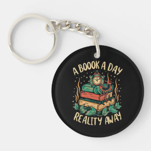 A book a day keep Reality away Key Ring