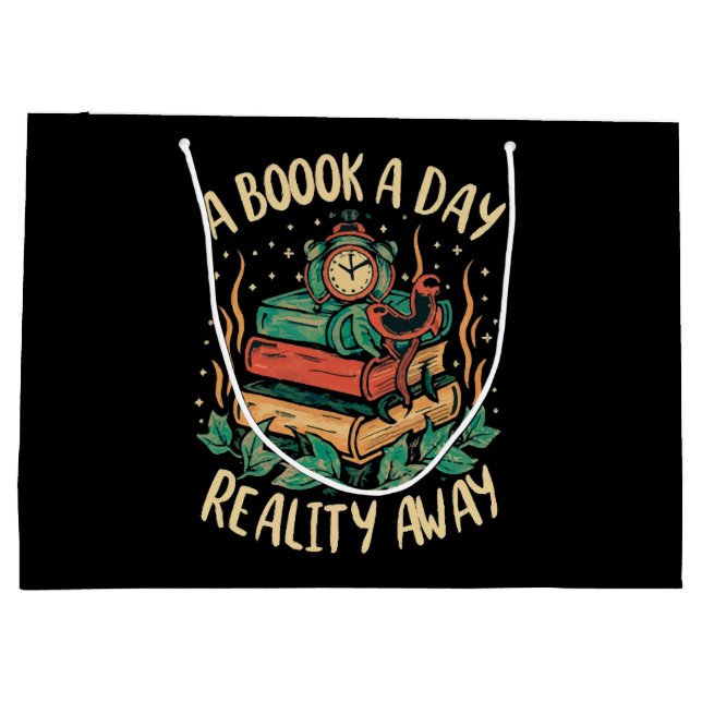 A book a day keep Reality away Large Gift Bag (Back)