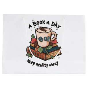 A book a day keep Reality away Large Gift Bag