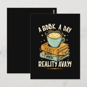 A book a day keep reality away postcard