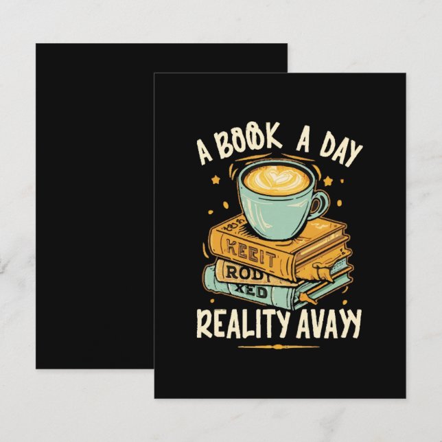 A book a day keep reality away RSVP card (Front/Back)