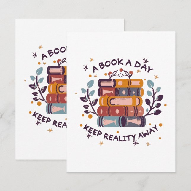 A book a day keep reality away RSVP card (Front/Back)