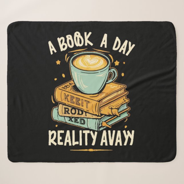 A book a day keep reality away sherpa blanket (Front (Horizontal))