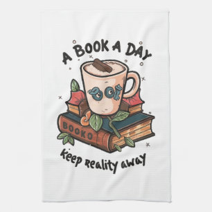 A book a day keep Reality away Tea Towel