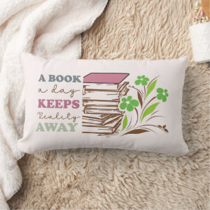 A Book A Day Keeps Reality Away Lumbar Cushion