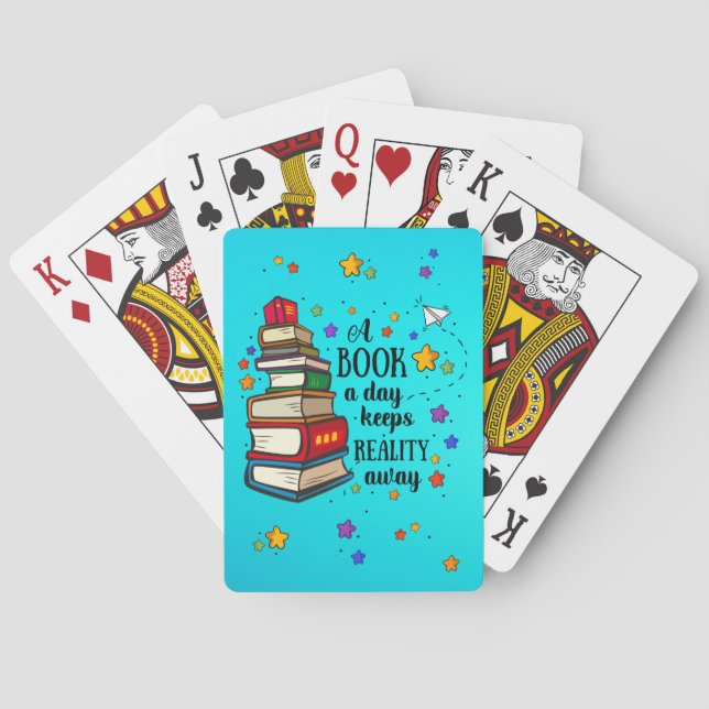 A Book A Day Keeps Reality Away Playing Cards (Back)