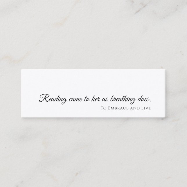 A Book is a Dream | Modern Mini Bookmark Design Business Card (Front)