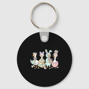 A bookish goose bunny easter day reading book key ring
