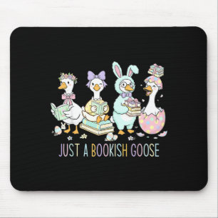 A bookish goose bunny easter day reading book mouse pad