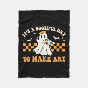 A Bootiful Day To Make Art Halloween Art Teacher G Fleece Blanket