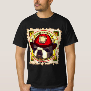 A Boston Terrier Firefighter  T-Shirt