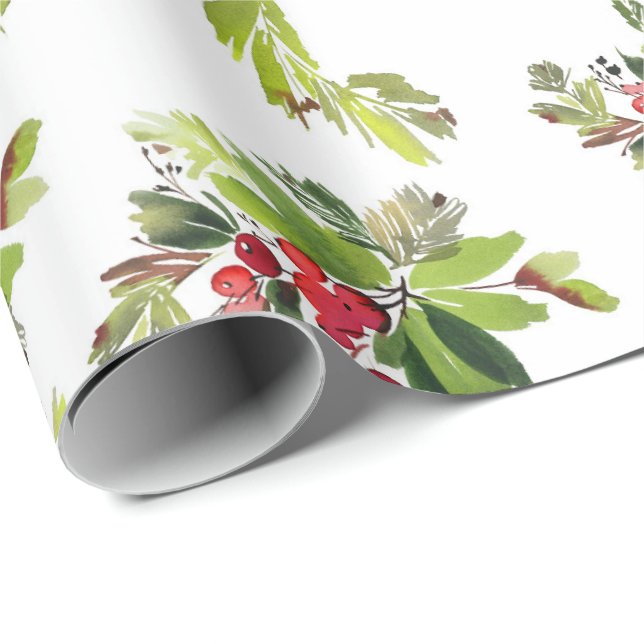 A Botanical Christmas Holiday Wrapping Paper (Roll Corner)