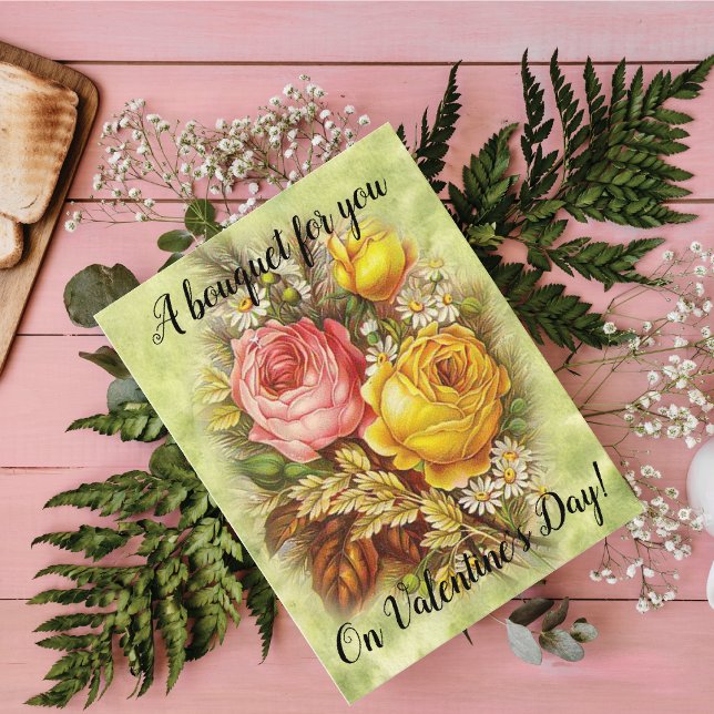 A Bouquet for You on Valentine's Day Victorian Holiday Postcard (Creator Uploaded)