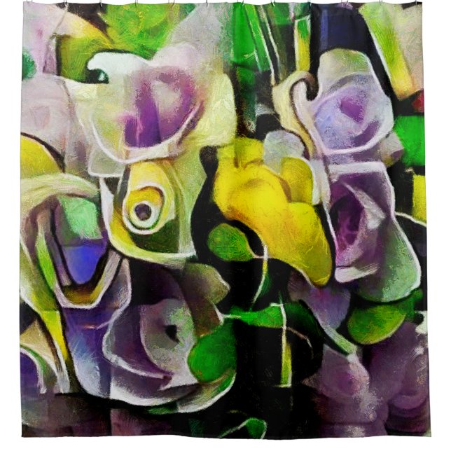 A bouquet of beautiful flowers in a modern style a shower curtain (Front)