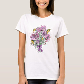 A bouquet of colourful flowers on t-shirt