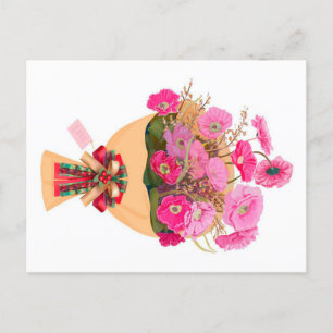 A bouquet of pink flowers canvas Print Holiday Postcard