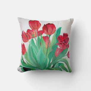 A Bouquet of Red Tulips Cushion