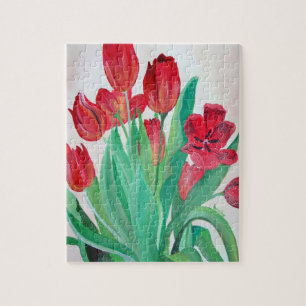 A Bouquet of Red Tulips Jigsaw Puzzle