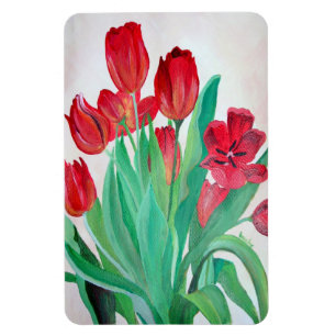 A Bouquet of Red Tulips Magnet