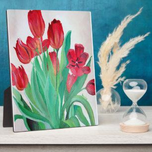 A Bouquet of Red Tulips Plaque
