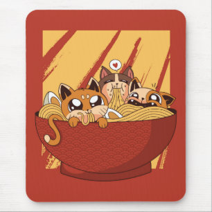 A Bowl Full of Noodles and Kittens Mouse Pad