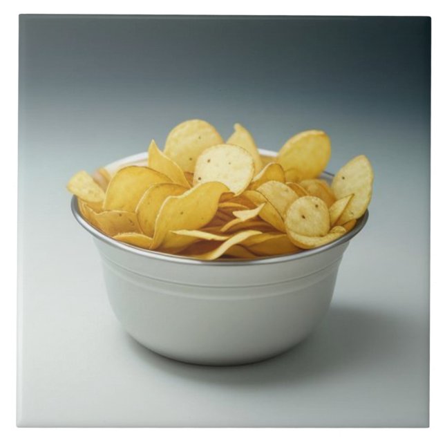 A Bowl of Potato Chips Ceramic Tile (Front)