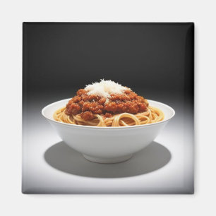 A Bowl of Spaghetti Bolognese in a Dark Background Magnet