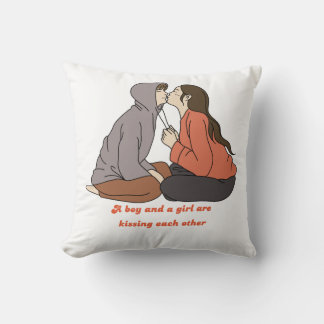 A boy and a girl are kissing each other cushion
