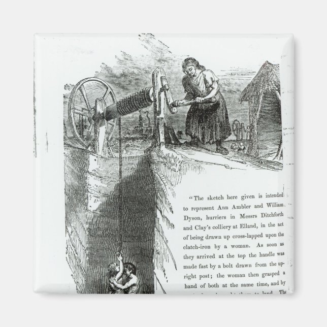 A boy and girl being wound up a mine shaft magnet (Front)