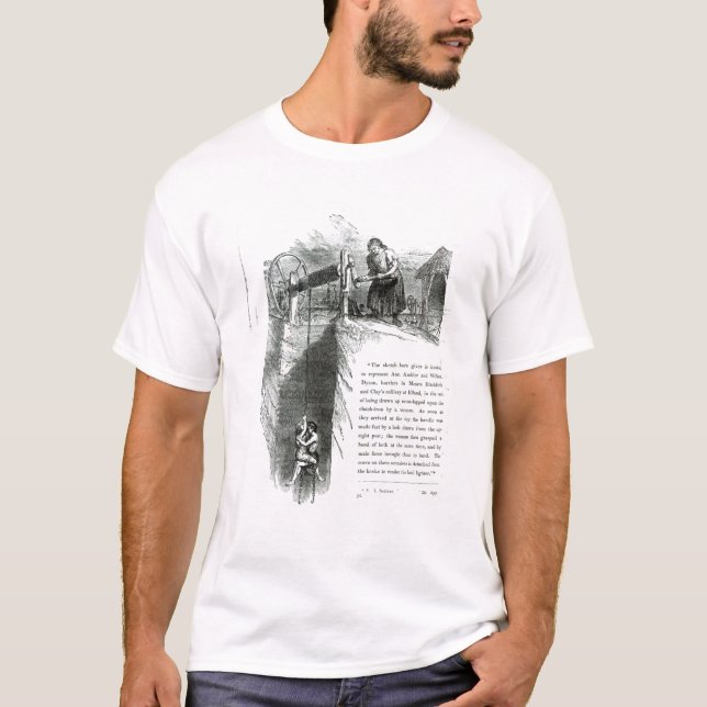 A boy and girl being wound up a mine shaft T-Shirt (Front)