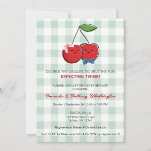 A Boy and Girl Twins Baby Shower Flat Card