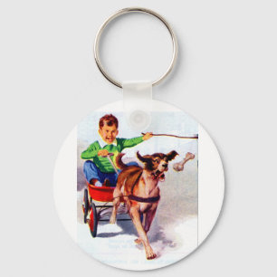 A boy and his dog cart key ring