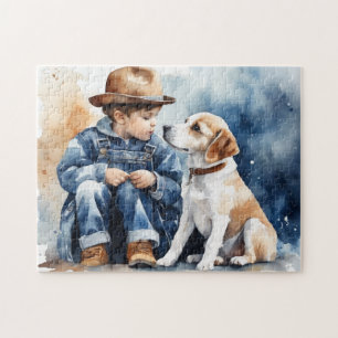 A boy and his dog jigsaw puzzle