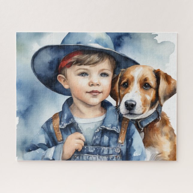 A boy and his dog jigsaw puzzle (Horizontal)