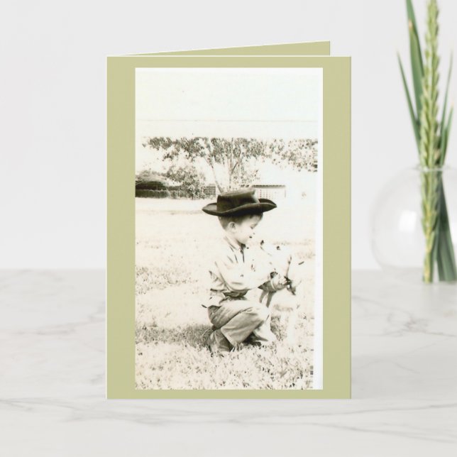 a boy and his first dog card (Front)